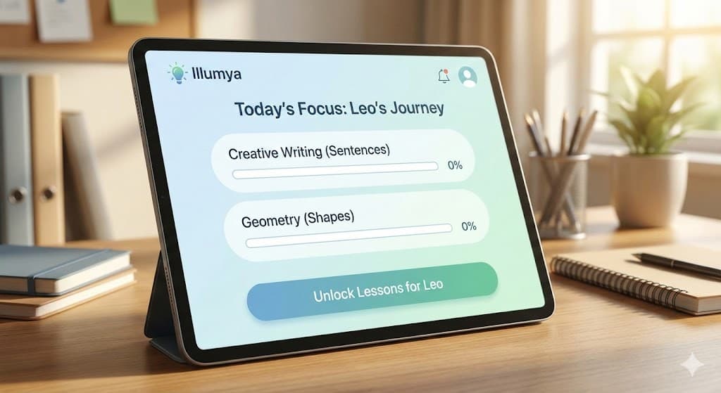 Parent dashboard showing daily focus and unlock button